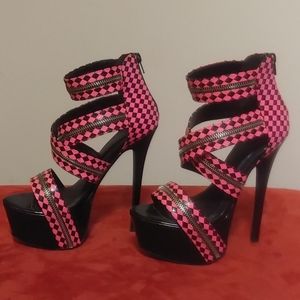 Hot pink zipper heels